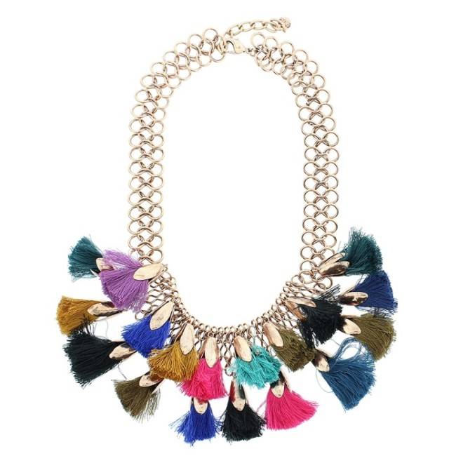 FRINGED CHAIN SHORT NECKLACE