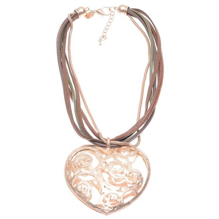 PENDANT SHORT NECKLACE METAL HEART 2