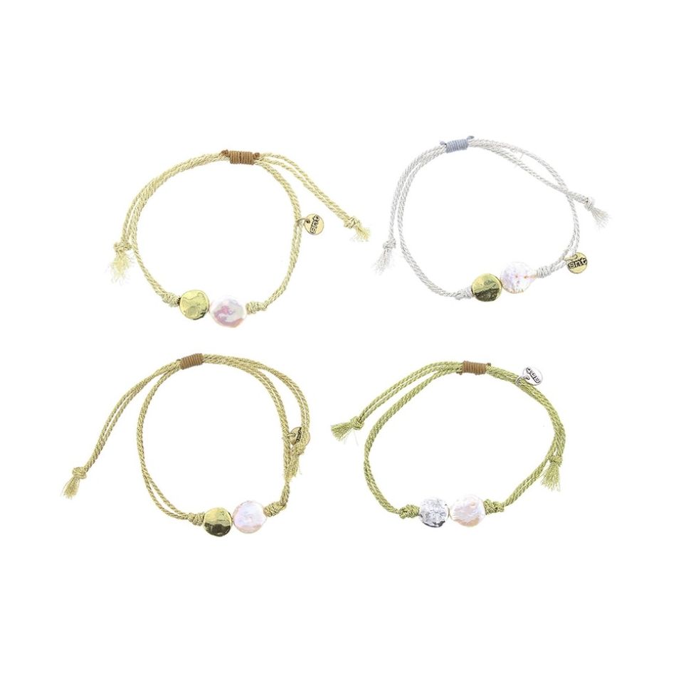 PULSERA CORDÓN METAL PERLA