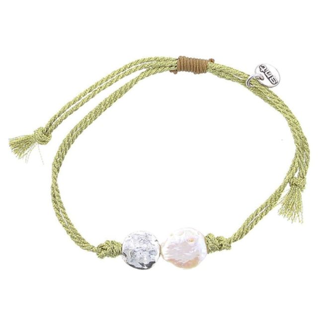 PULSERA CORDÓN METAL PERLA