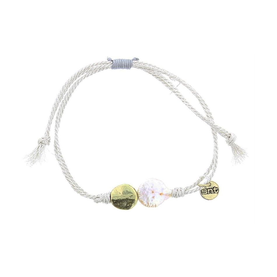 PULSERA CORDÓN METAL PERLA