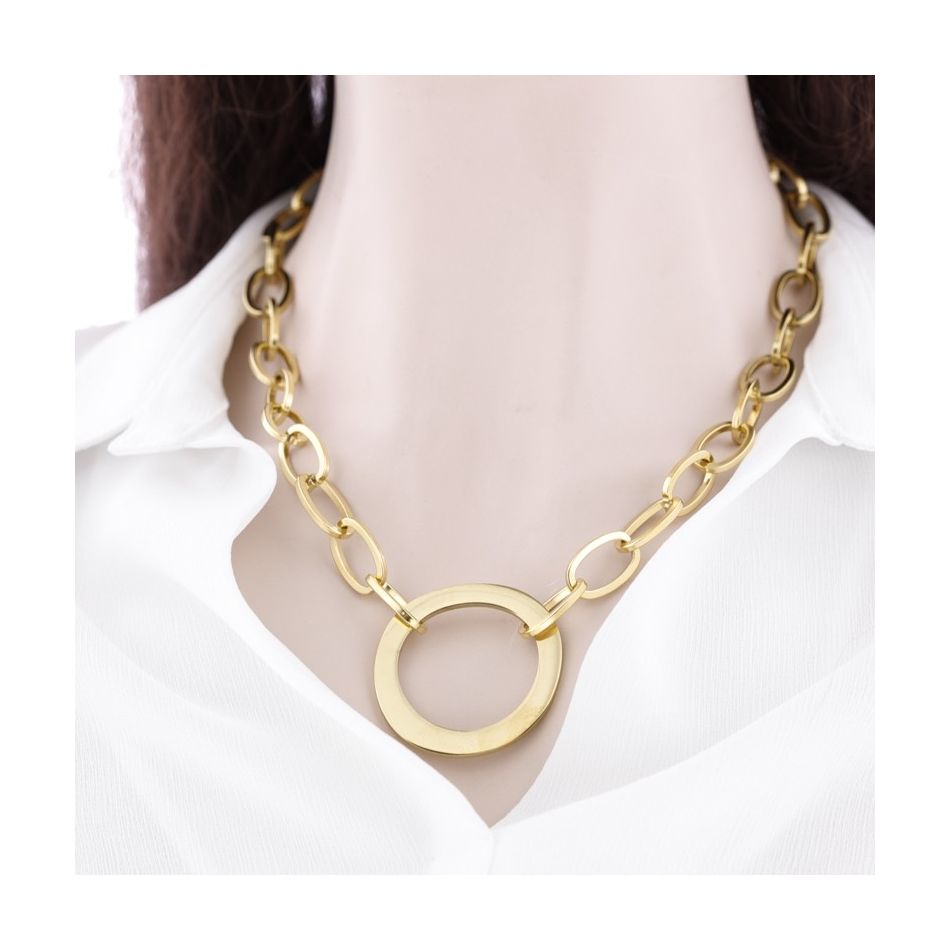 STEEL LINK SHORT NECKLACE 42CM