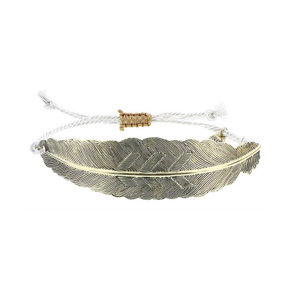 PULSERA  MACRAMÉ HOJA METAL