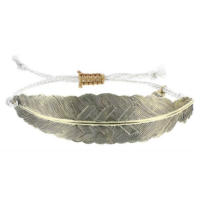 PULSERA  MACRAMÉ HOJA METAL