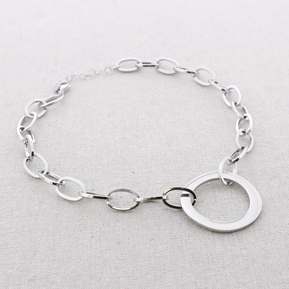 STEEL LINK SHORT NECKLACE 42CM