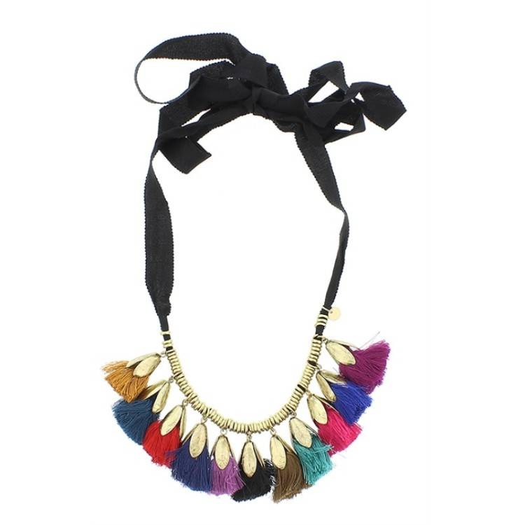 FRINGED RIBBON SHORT NECKLACE 2