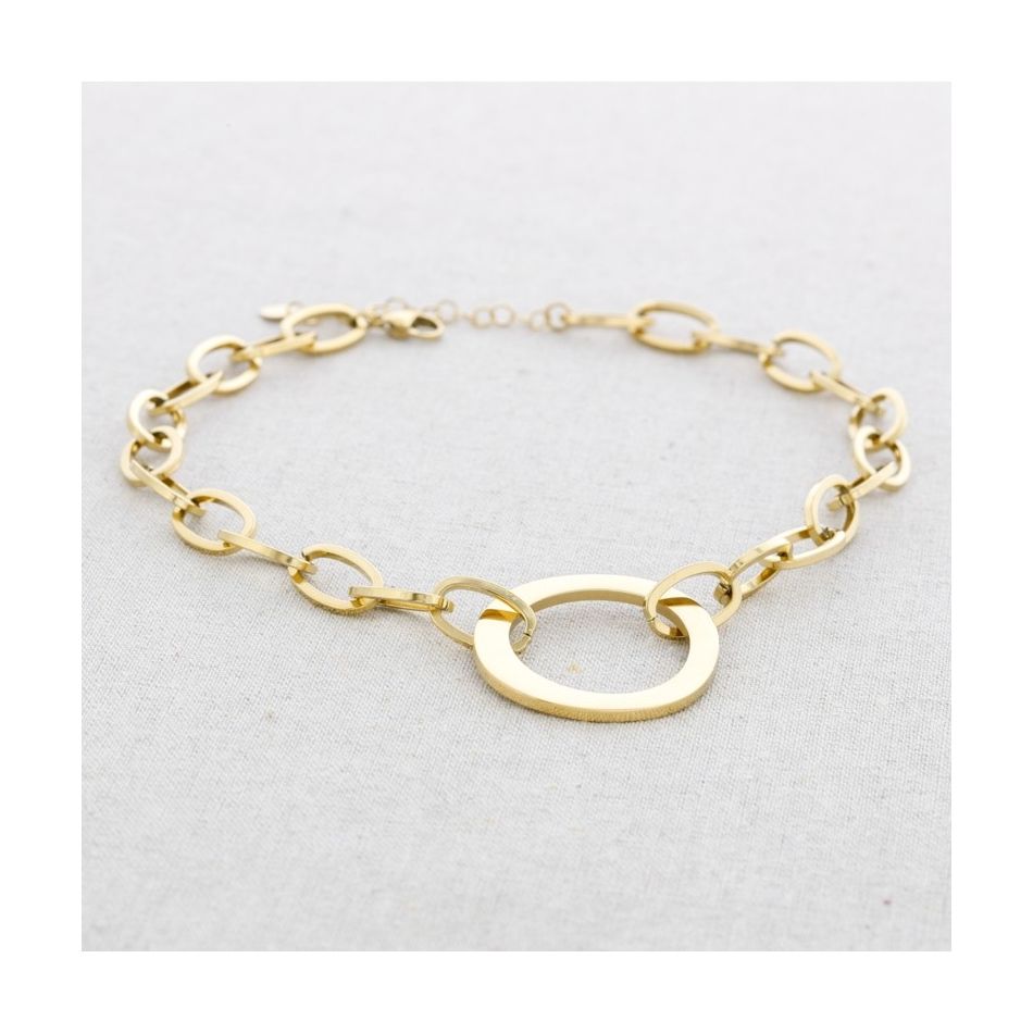 STEEL LINK SHORT NECKLACE 42CM
