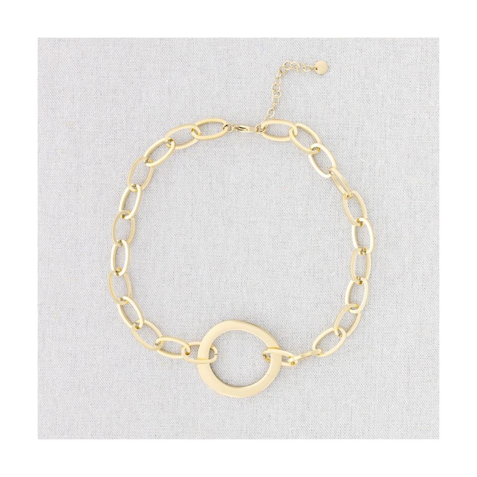 STEEL LINK SHORT NECKLACE 42CM