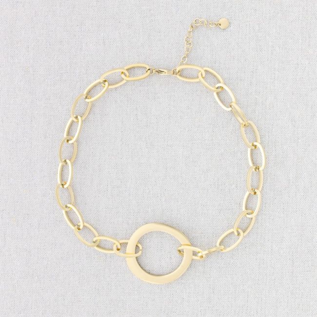 STEEL LINK SHORT NECKLACE 42CM