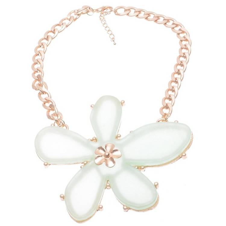 METAL RESIN FLOWER SHORT NECKLACE
