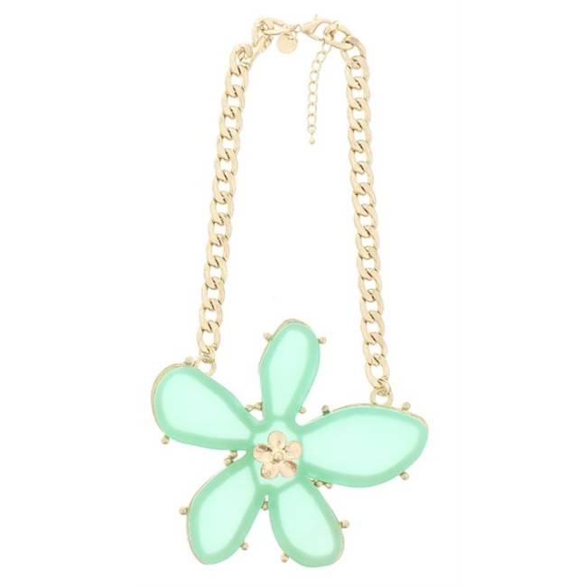 METAL RESIN FLOWER SHORT NECKLACE