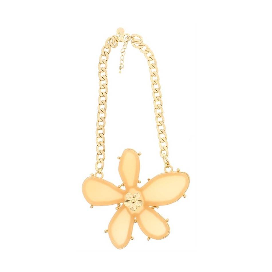 METAL RESIN FLOWER SHORT NECKLACE