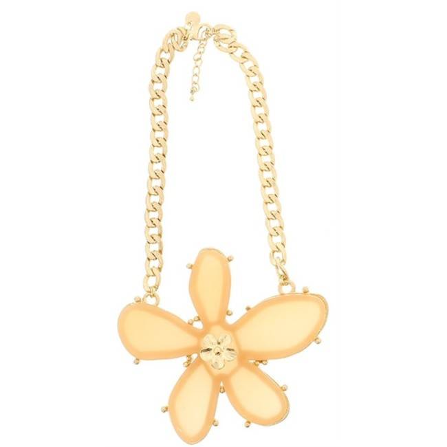 METAL RESIN FLOWER SHORT NECKLACE
