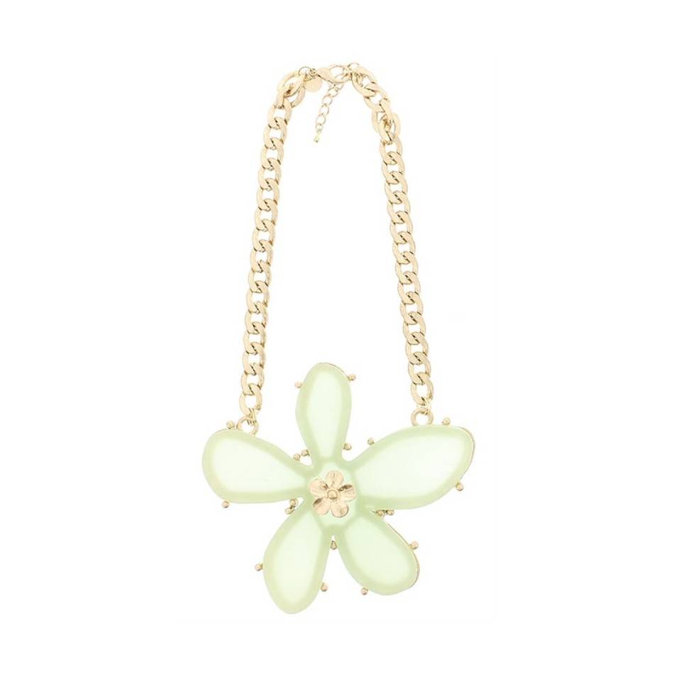 METAL RESIN FLOWER SHORT NECKLACE