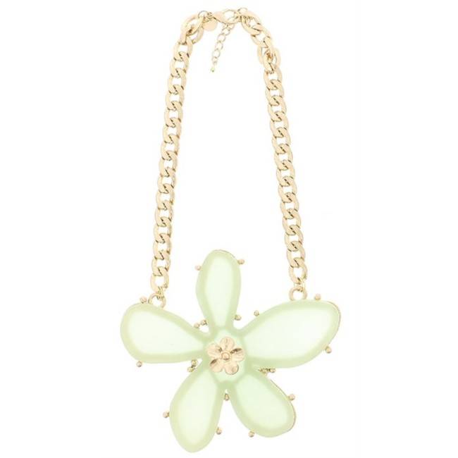 METAL RESIN FLOWER SHORT NECKLACE
