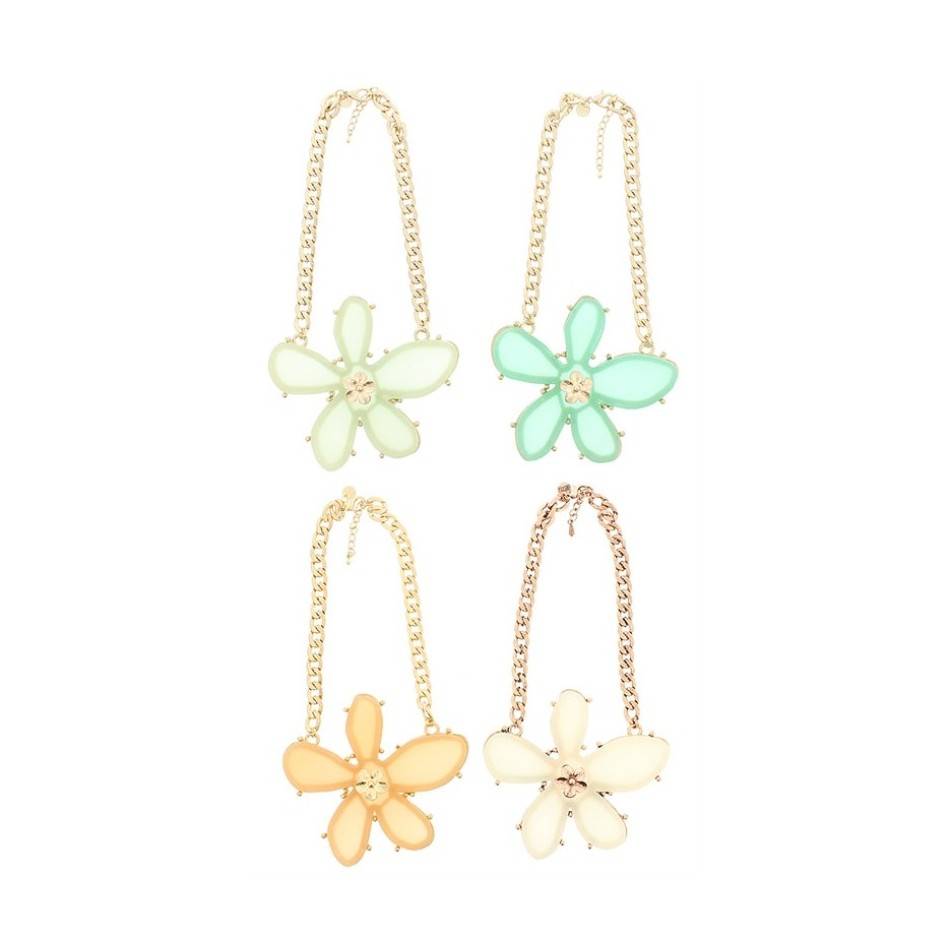 METAL RESIN FLOWER SHORT NECKLACE