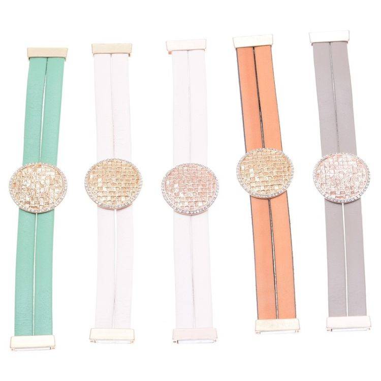 LEATHER METAL CRYSTALS BRACELET 2