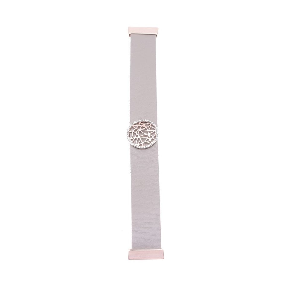 PULSERA CUERO METAL CRISTALES
