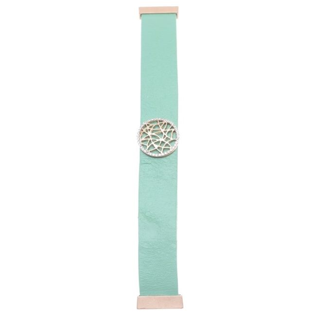 PULSERA CUERO METAL CRISTALES