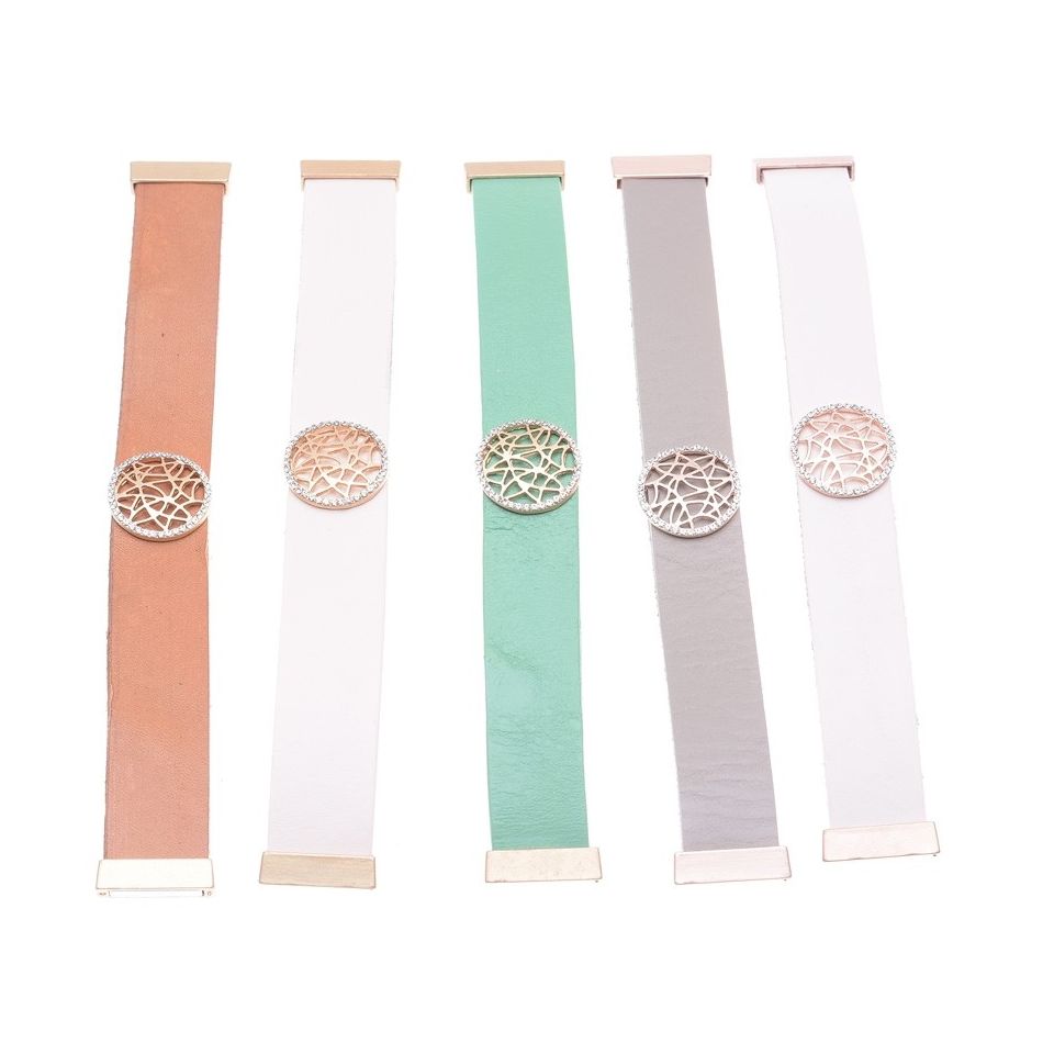 LEATHER METAL CRYSTALS BRACELET