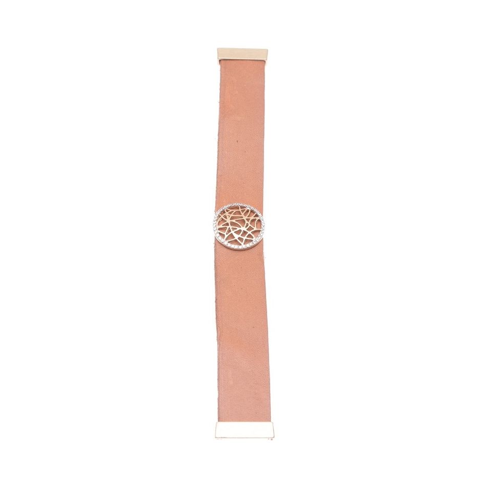 LEATHER METAL CRYSTALS BRACELET
