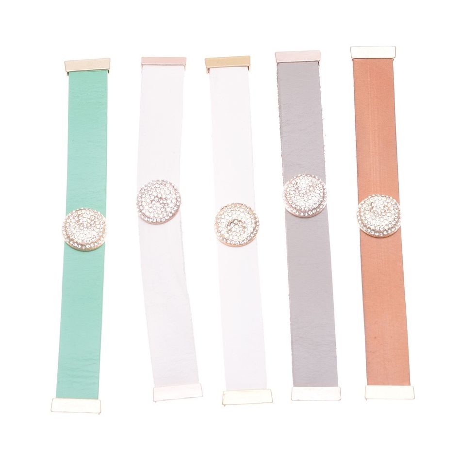 LEATHER METAL CRYSTALS BRACELET