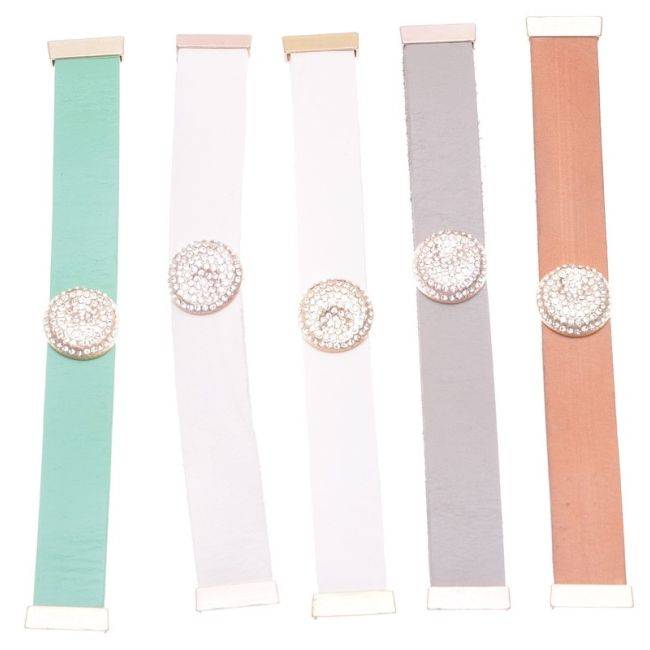 LEATHER METAL CRYSTALS BRACELET