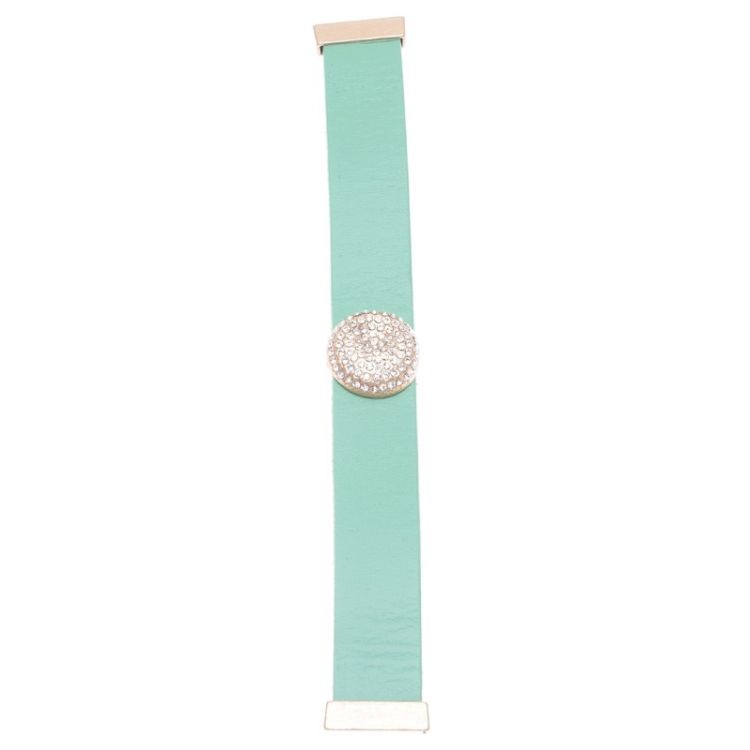 PULSERA CUERO METAL CRISTALES