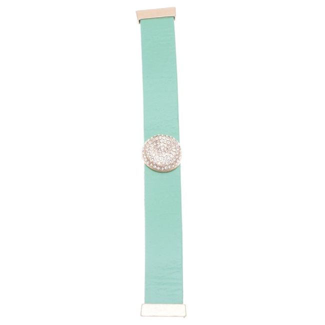 PULSERA CUERO METAL CRISTALES
