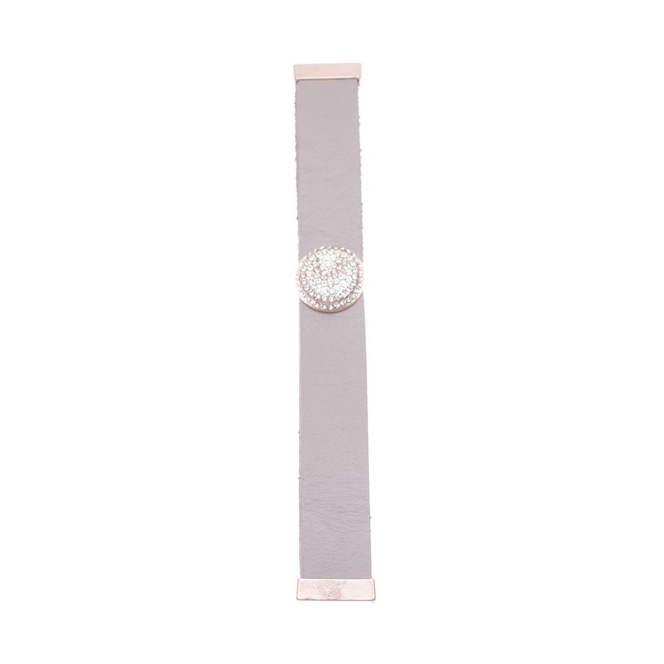 PULSERA CUERO METAL CRISTALES