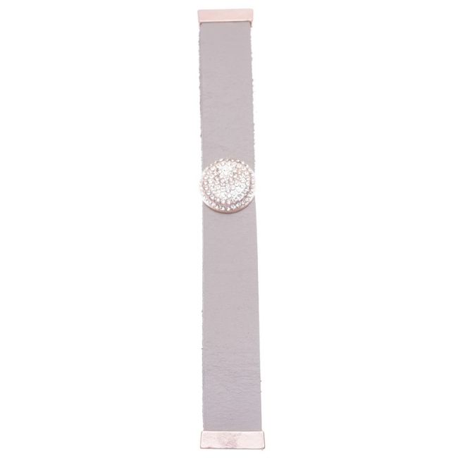 PULSERA CUERO METAL CRISTALES