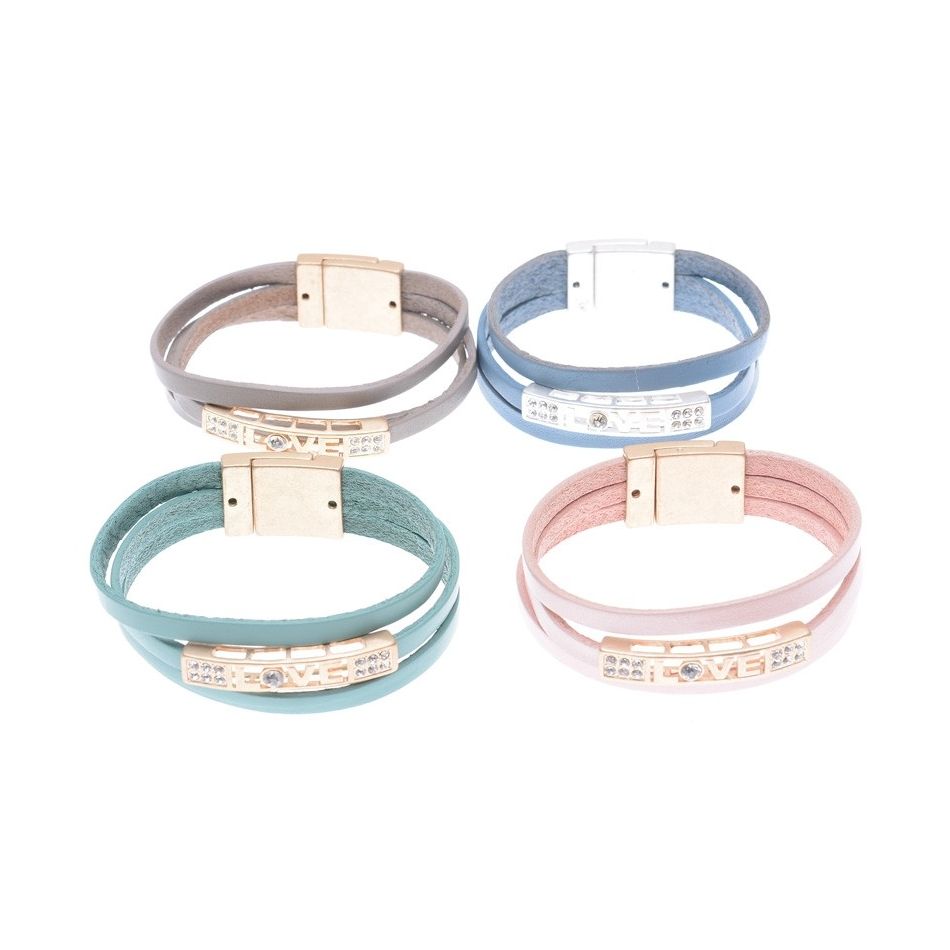 LEATHER BRACELET WITH METAL BEADS