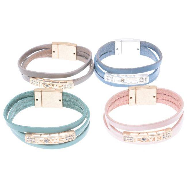 LEATHER BRACELET WITH METAL BEADS