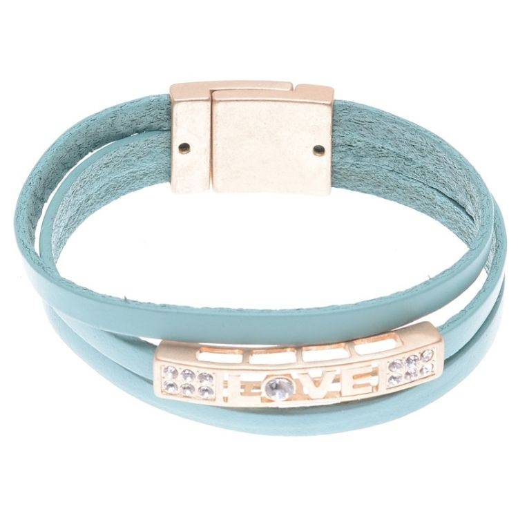PULSERA CUERO CUENTAS METAL