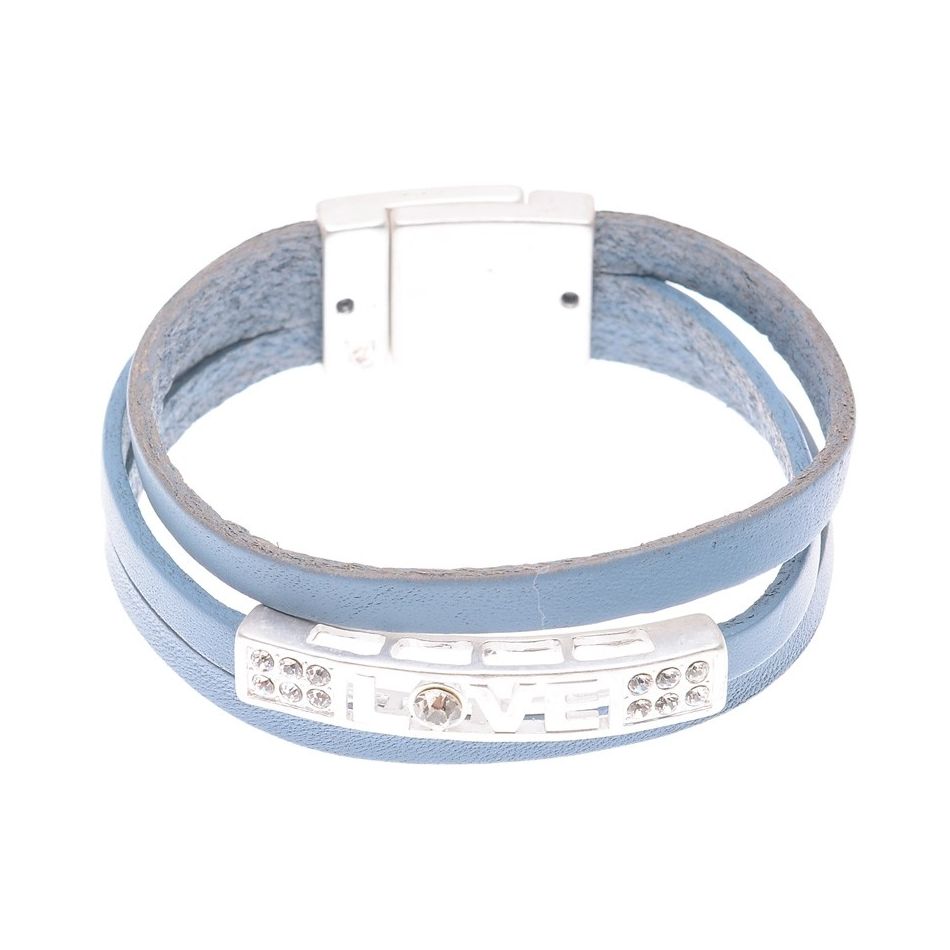 PULSERA CUERO CUENTAS METAL