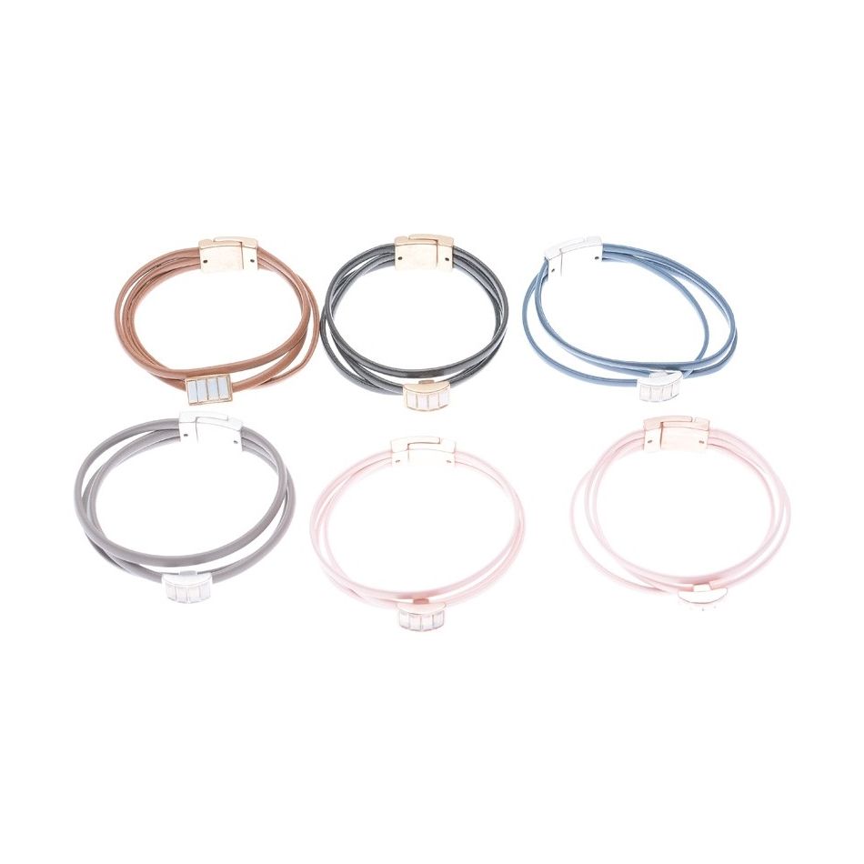 PULSERA CUERO METAL CRISTALES