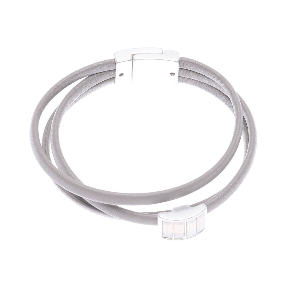 PULSERA CUERO METAL CRISTALES