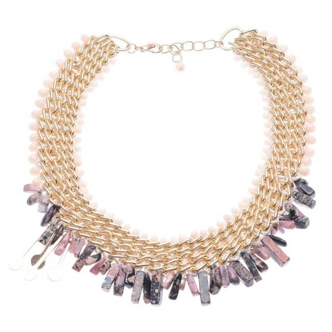 STONE BEADS CHAINS SHORT NECKLACE