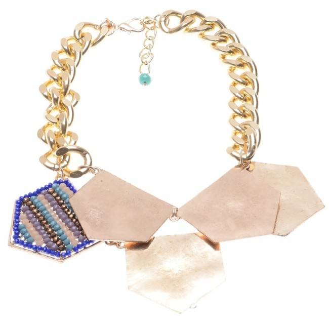 METAL SHORT NECKLACE WITH FACETED BEADS