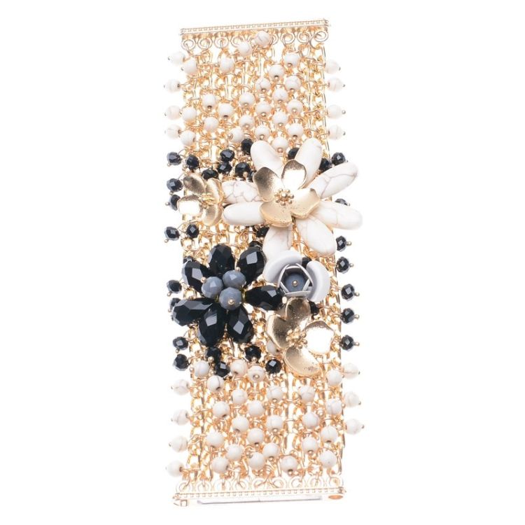 METAL CRYSTAL FLOWERS CHAINS BRACELET