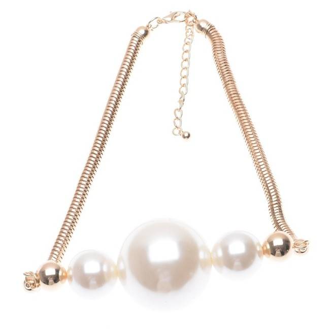IMI BALL SHORT NECKLACE. PEARL