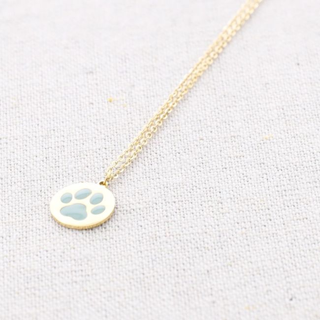 ENAMEL FOOTPRINT PENDANT STEEL SHORT NECKLACE
