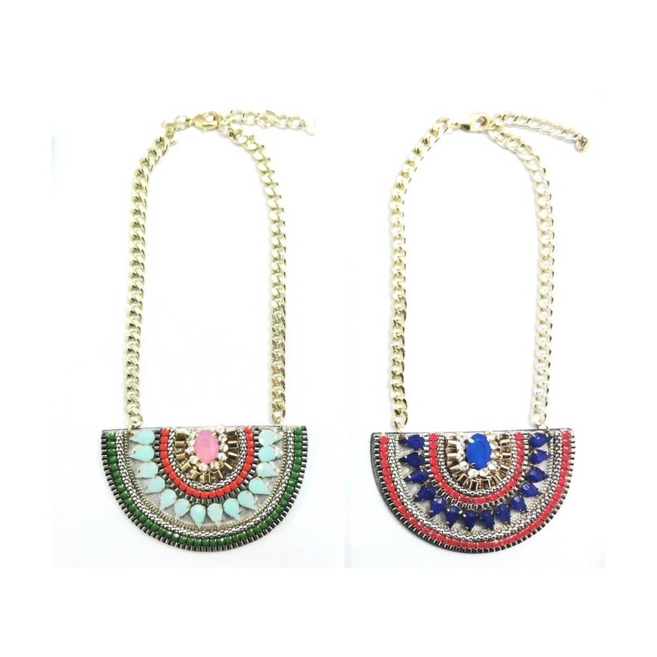 CRYSTAL HALF MOON SHORT NECKLACE