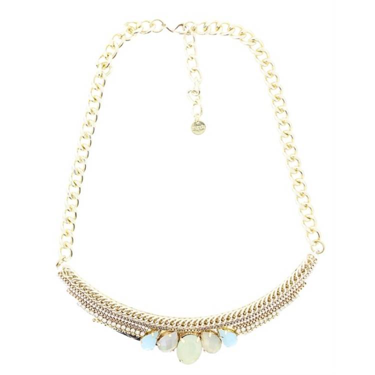 HALF MOON SHORT NECKLACE WITH BEADS CHAIN 2