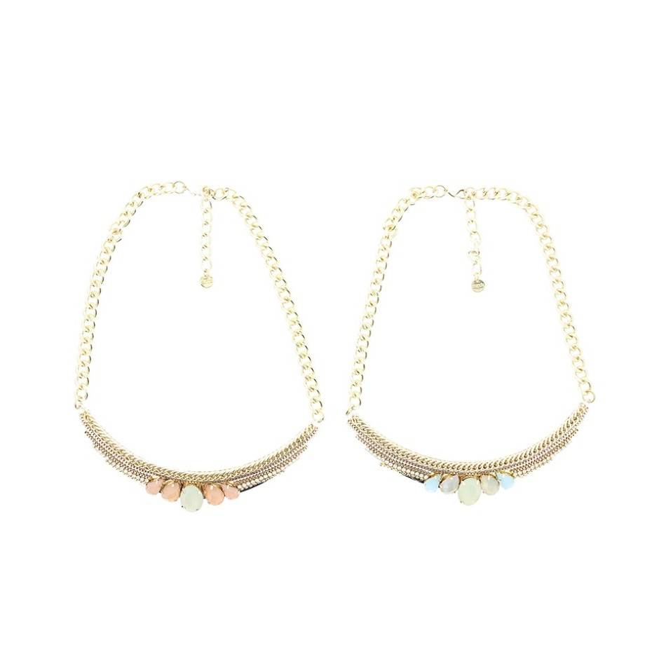 HALF MOON SHORT NECKLACE WITH BEADS CHAIN