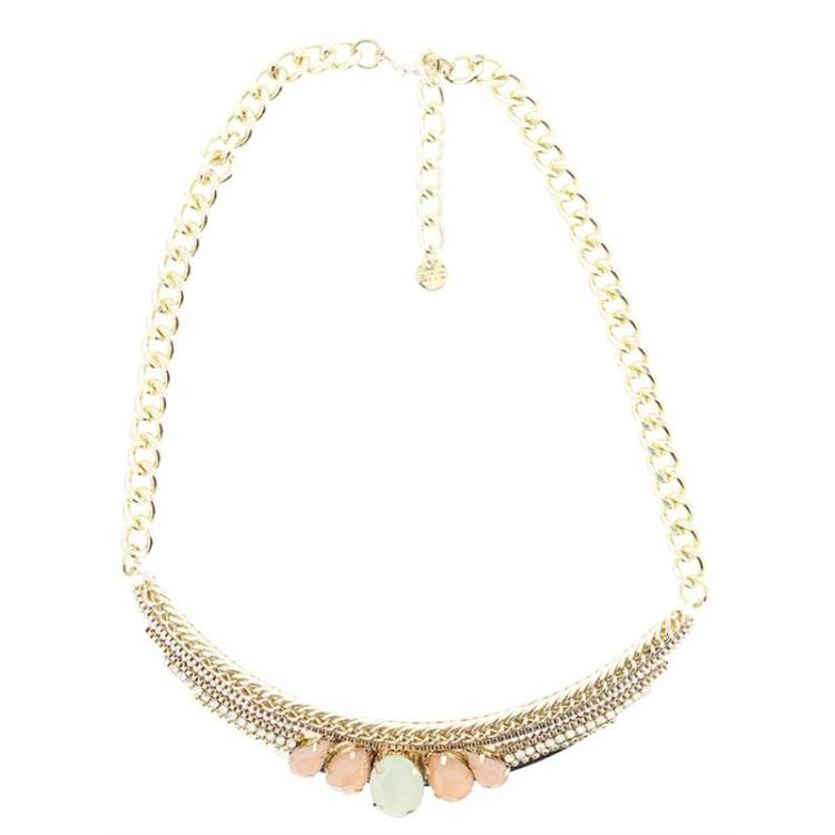 HALF MOON SHORT NECKLACE WITH BEADS CHAIN