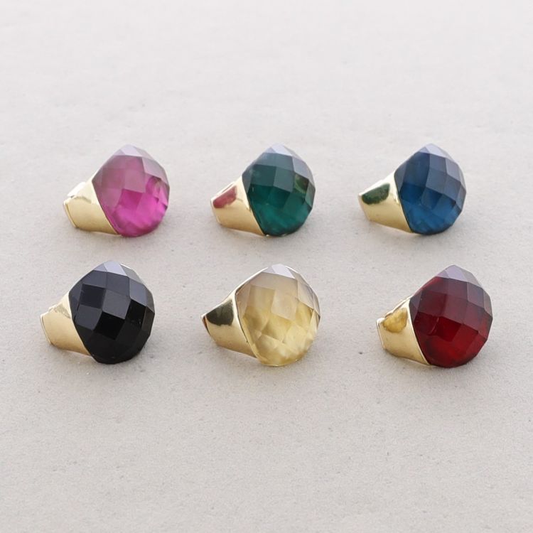 ANILLO METAL CRISTAL FACETADO 2