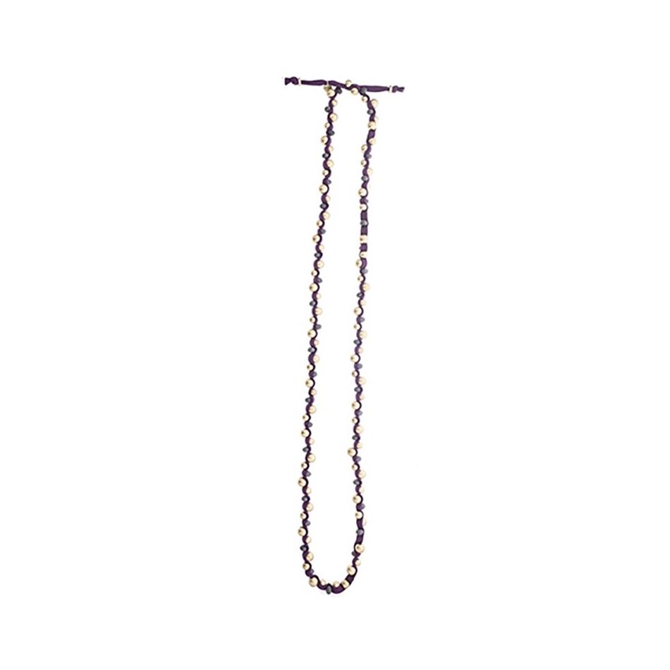 COLLAR LARGO TUBO LAZO CUENTAS IMITACIÓN METAL