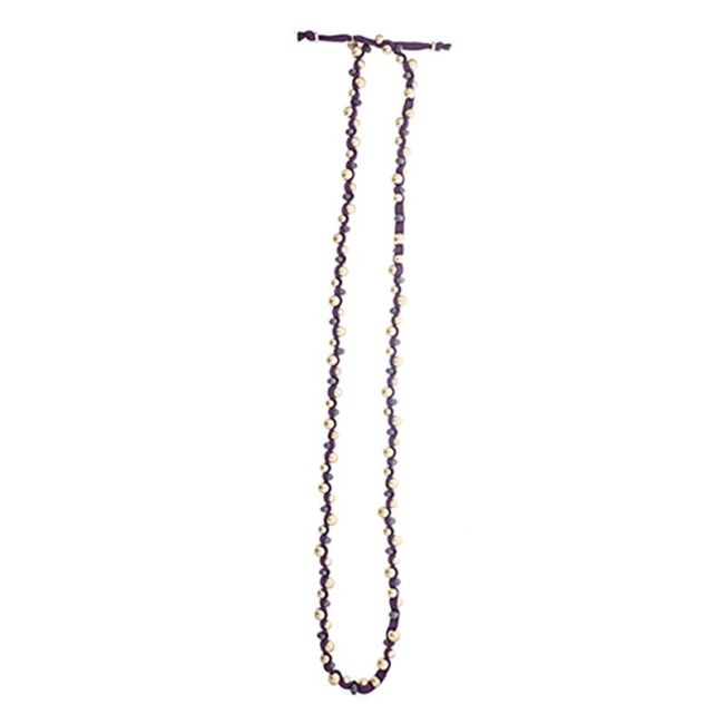 COLLAR LARGO TUBO LAZO CUENTAS IMITACIÓN METAL
