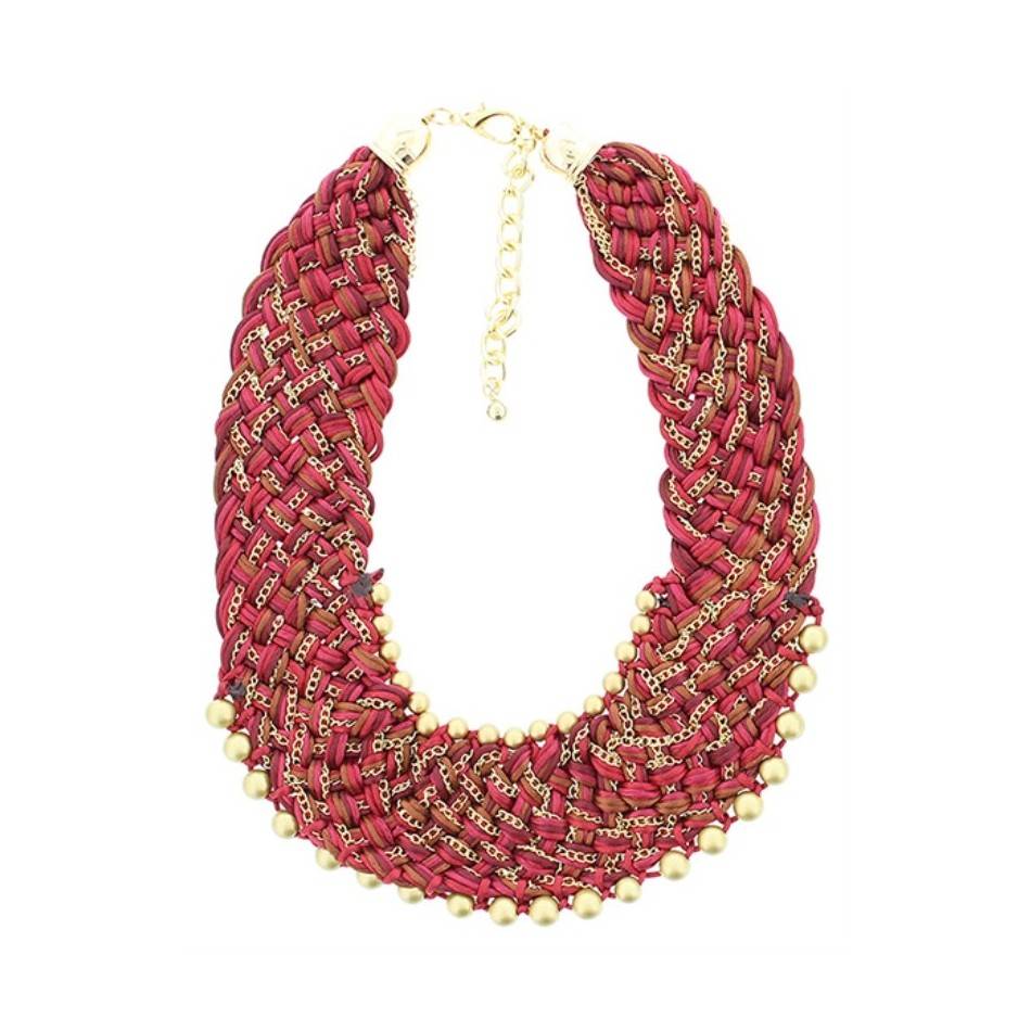 BRAIDED SHORT NECKLACE WITH BEADS